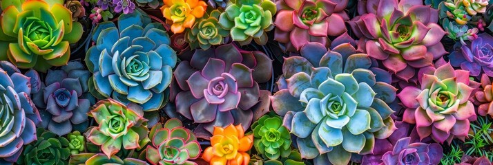 Spring's Lush Mosaic: A Dazzling Collection of Colorful Succulents Under the Sun