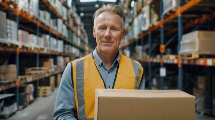 A Warehouse Worker with Package