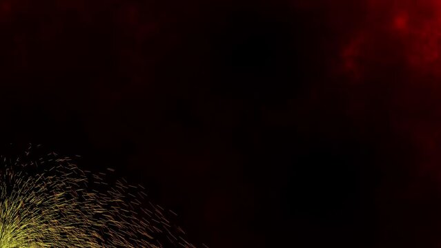 Firestorm texture. Bokeh lights on black background,