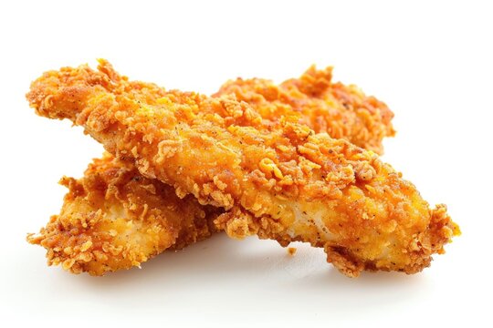 Crispy Battered Chicken Strip in Isolation for Appetiser or Snack