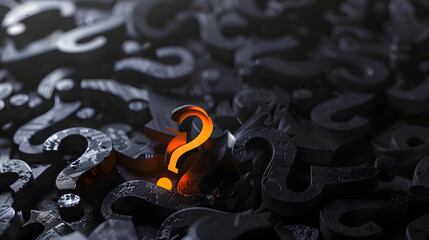 3d question marks on black background