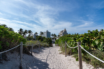 South Beach and the Art Deco Buildings in Miami Beach at Spring Break