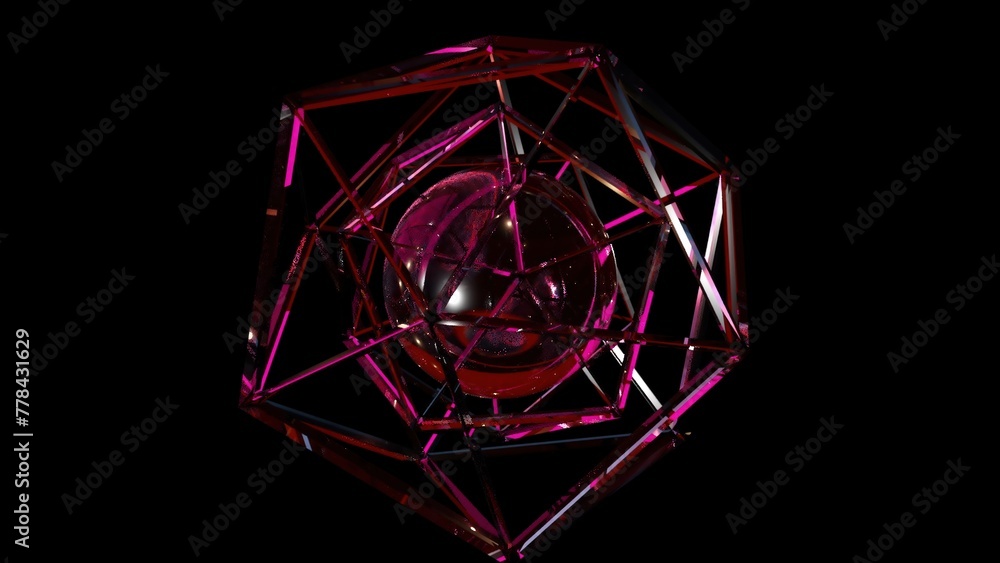 Poster red glass structure. computer generated 3d render