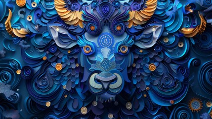 Digital Zodiac: Quilled Paper Art with Coding Symbols, Emojis, and Tech Motifs.