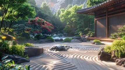 Title: Serene 3D Zen Garden for Mindfulness and Meditation Apps