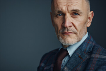 A man with a beard is wearing a suit and tie