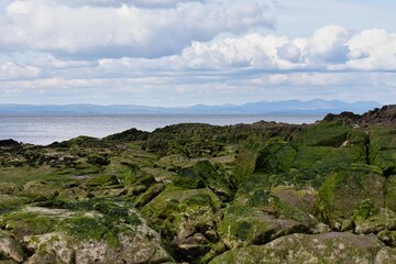 Fototapeta na wymiar view of the rocky coast in Heysham