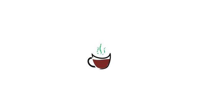 Graphic animation of a steaming cup of coffee