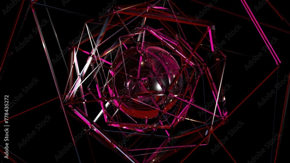Poster red glass structure. computer generated 3d render