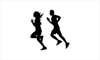 Exercise silhouette with various expressions set of 2 vector illustration