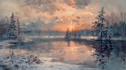 Winter Solstice Serenity: A Soft Pastel Interpretation.