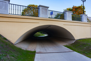 A bridge on a bicycle path in the city center - 778435893