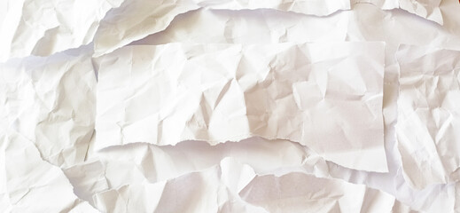 white crumpled paper texture background.
