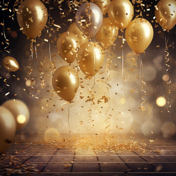 golden christmas lights with ballons