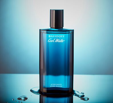 Mansfield,Nottingham,United Kingdom,6th March 2024:Studio product image of Davidoff Cool Water cologne,The company is owned by Zino Davidoff SA.