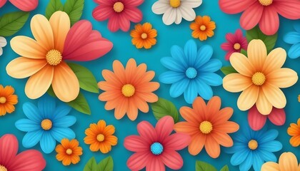 Summer background with flowers Illustration AI Generative 