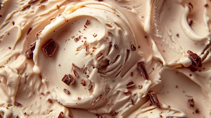 Foto op Plexiglas Foto de cerca de una helado de vainilla y trozos de chocolates © VicPhoto