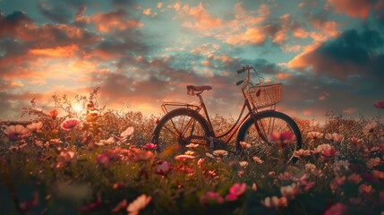A beautiful photo of a bicycle and its elements AI generated - obrazy, fototapety, plakaty