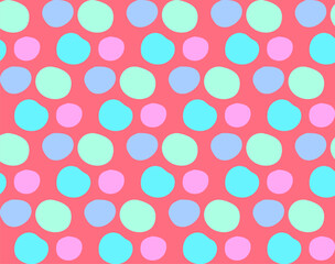 Seamless pattern in the form of multi-colored circles on a pink background