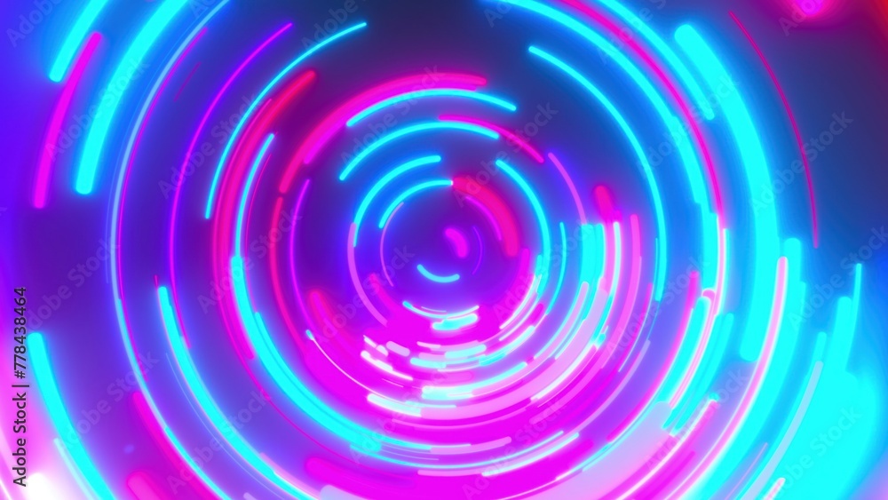 Poster radial neon lines. computer generated 3d render