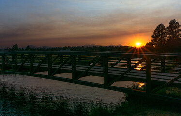 Sunset over a bridge