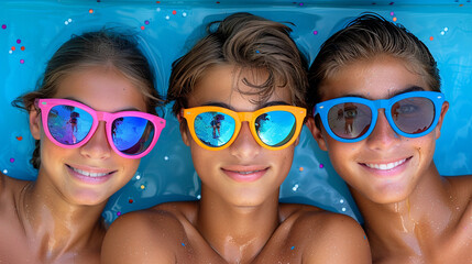 three children in pool