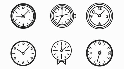 time clocks thin line icons