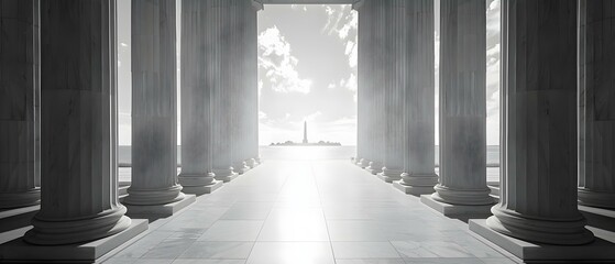 Serenity at Lincoln Memorial: Pillars of History. Concept Monumental Portraits, Peaceful Backgrounds