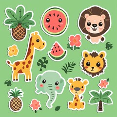 a set of stickers with animals