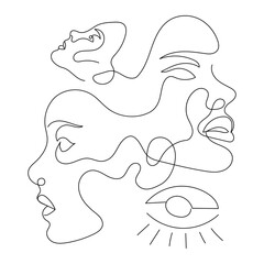 Abstract One Line Face