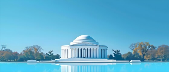 Serene Jefferson Memorial under a Clear Blue Sky. Concept Architecture, Landmarks, Travel, Photography, Skyline