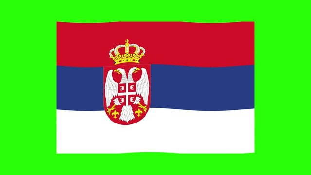 Serbian flag in green screen background