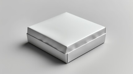 a white box sitting on top of a white table next to a white wall and a gray floor behind it.