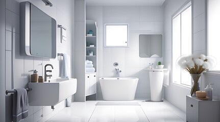 Fototapeta na wymiar Bathroom interior design 3d Animation White background-1