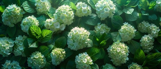 Hydrangeas in Full Bloom A Panoramic of Natures Radiant Palette