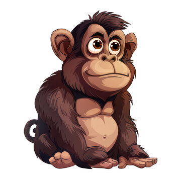 Funny ape cartoon style isolated on white created with Generative AI