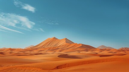 Desert Landscape With Sand Dunes and Mountains