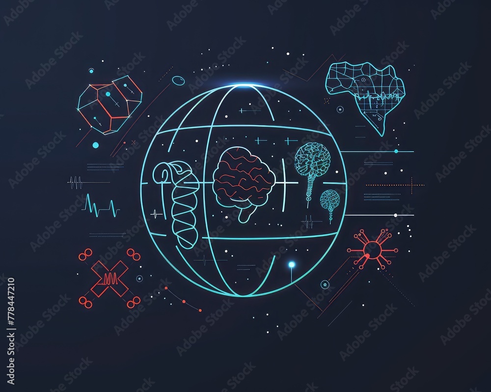 Fototapete ai tech, businessman touch on virtual graphic global internet connect to chat with ai, artificial in
