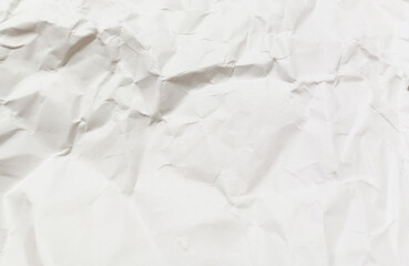 white crumpled paper texture background.