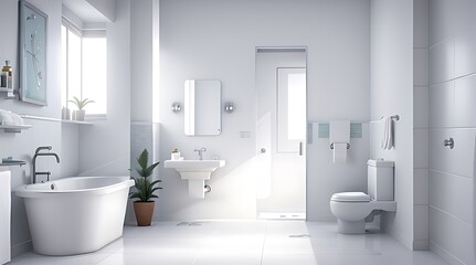 Fototapeta na wymiar Bathroom interior design 3d Animation White background-2
