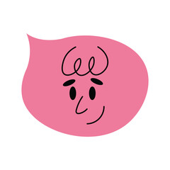 Speech bubble abstract comic faces with various Emotions. Crayon drawing style. Different colorful characters. Cartoon style. Flat design. Hand drawn trendy Vector illustration isolated on background