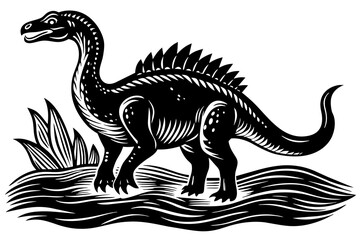  ictiosaurio---sea-brush-lines-or-textures--vector illustration 