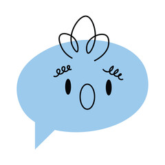 Speech bubble abstract comic faces with various Emotions. Crayon drawing style. Different colorful characters. Cartoon style. Flat design. Hand drawn trendy Vector illustration isolated on background