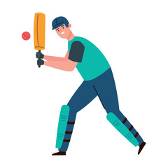 cricket man with bat and ball