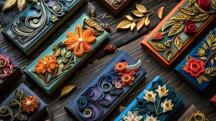 Quilling Paper Art Bookmarks with Personalized Reader's Name and Literary Genre Symbols