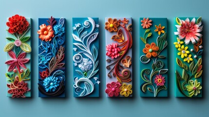 Quilling Paper Art Bookmarks with Personalized Reader's Name and Literary Genre Symbols - obrazy, fototapety, plakaty