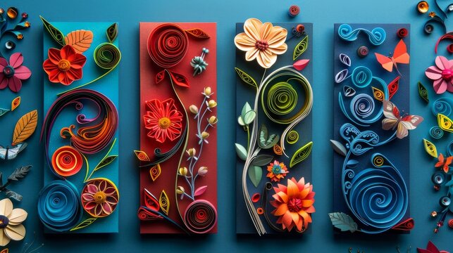 Quilling Paper Art Bookmarks with Personalized Reader's Name and Literary Genre Symbols