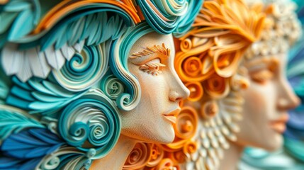 Mythical Quilling: Greek Gods and Legends in Intricate Artwork. - obrazy, fototapety, plakaty