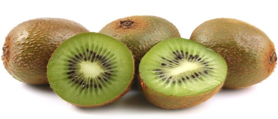 Fototapeta premium Two kiwis halved stacked on top of each other