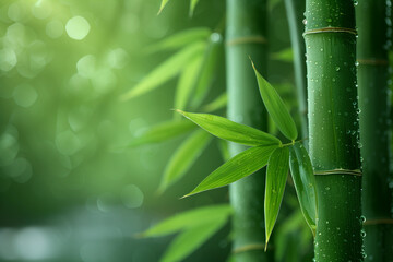 Bamboo stems and leaves as a whole - obrazy, fototapety, plakaty